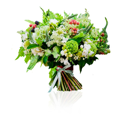 Bouquet fiori bianchi e verdi