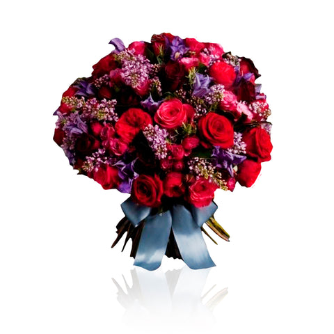 Bouquet rosso fuxia e viola