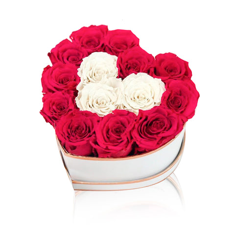 Box cuore rose bianche e rosse