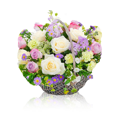 Cesto fiori mix bianco glicine