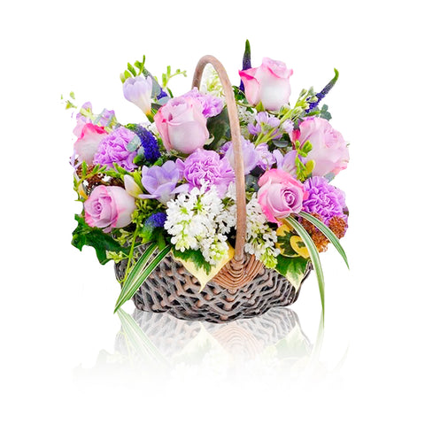 Cesto glicine bianco e rosa
